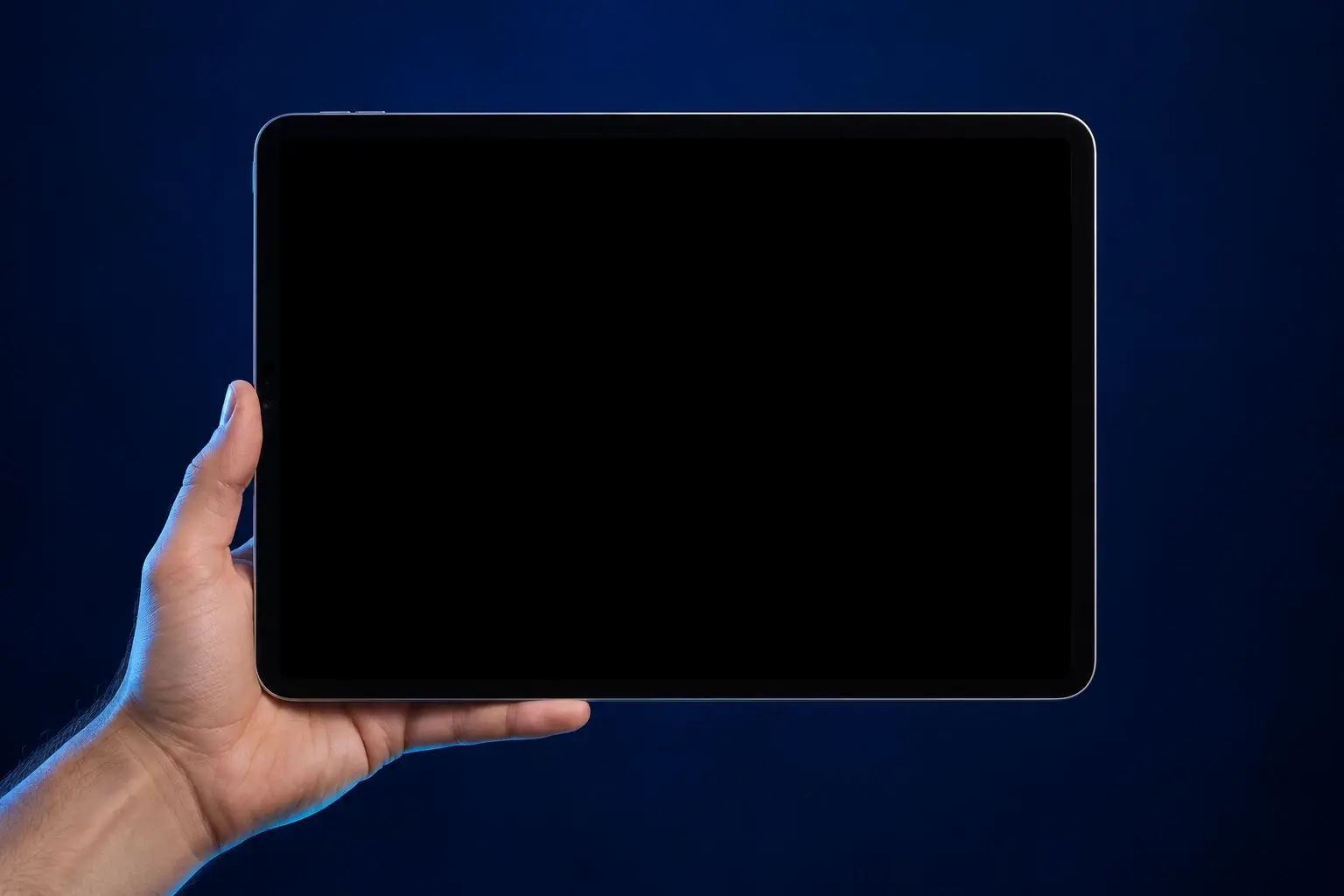A hand holding an iPad Pro displaying the Paylix Dashboard